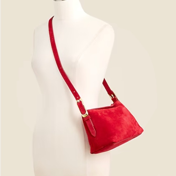 J.CREW Berkeley Shoulder Suede Bag in Radiant Ruby - Picture 2 of 3